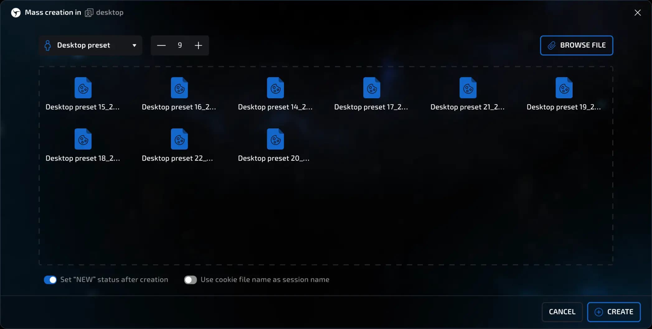 cookies-based creation
