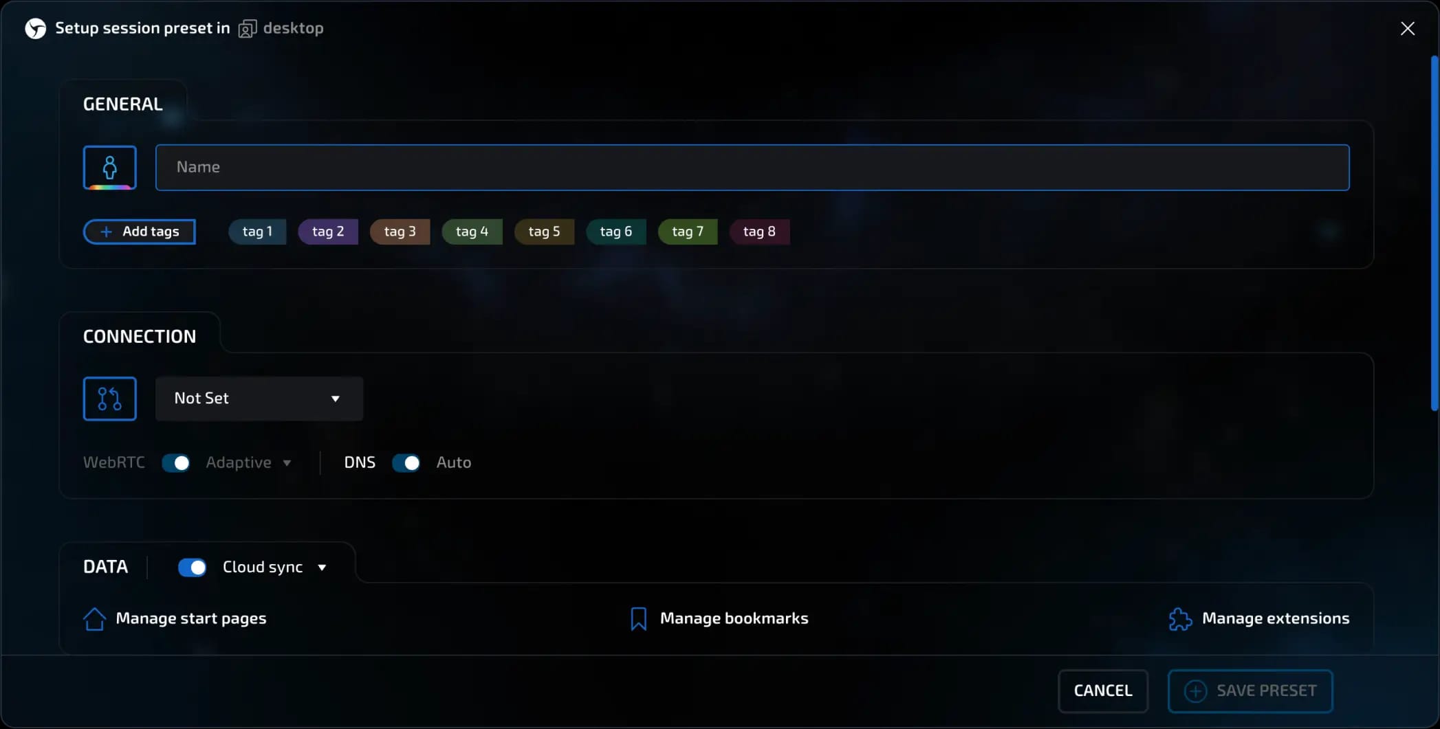 preset setup
