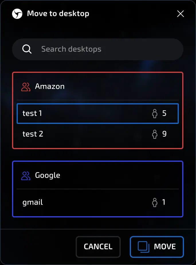 move to desktop